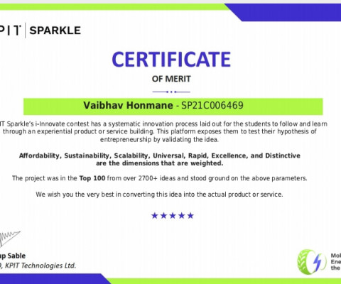 KPIT SPARKLE (Top 100 Project)